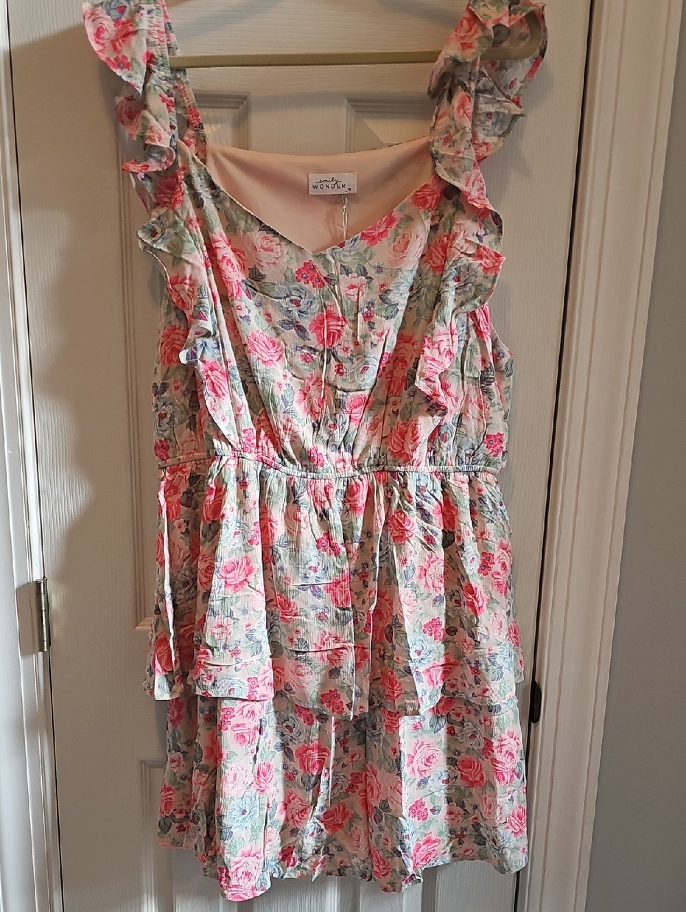 Floral Ruffle Tiered Casual Dress in Pink